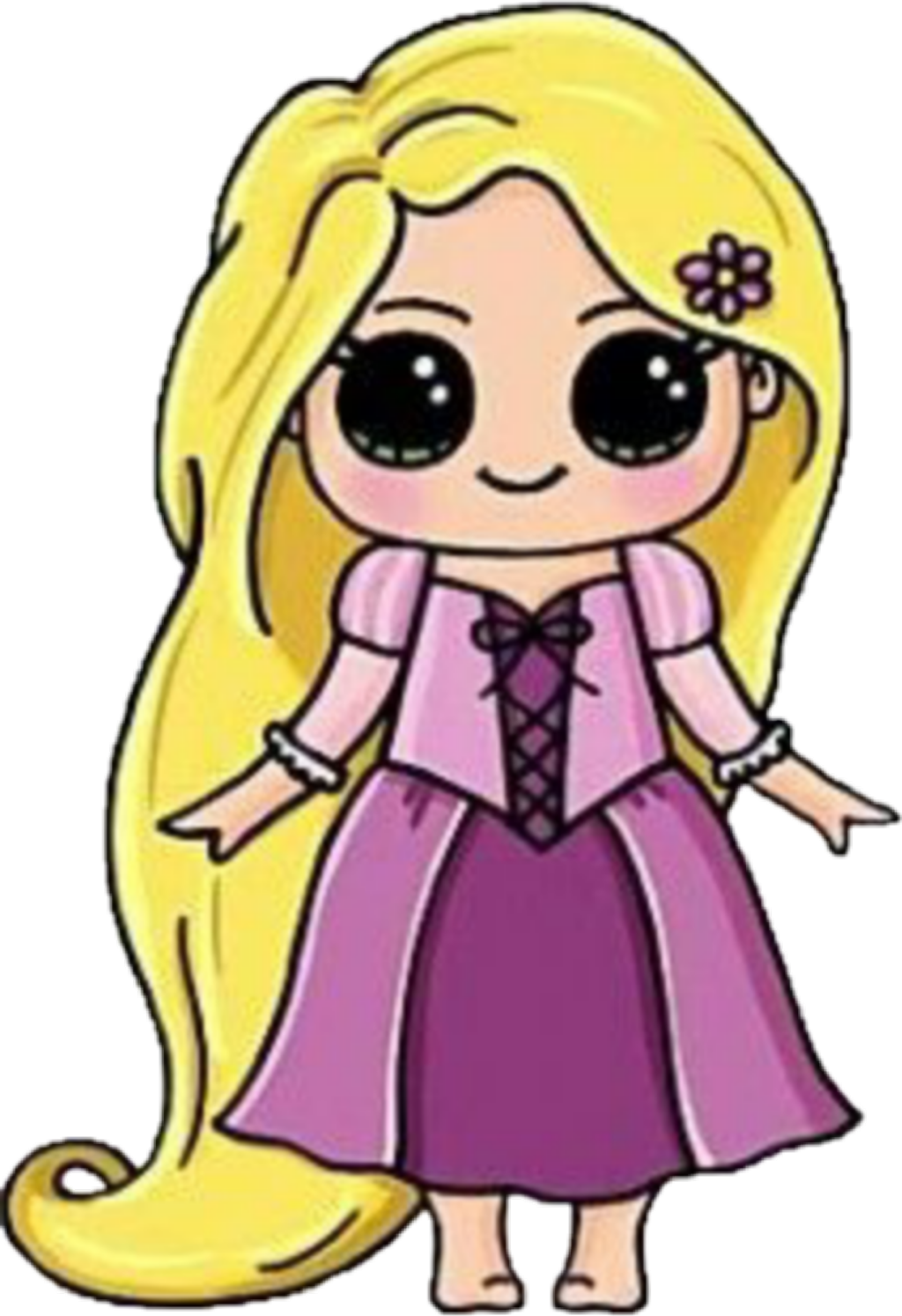 Transparent Rapunzel Clip Art - Cute Rapunzel Drawing Easy - Png Download (1024x1493), Png Download