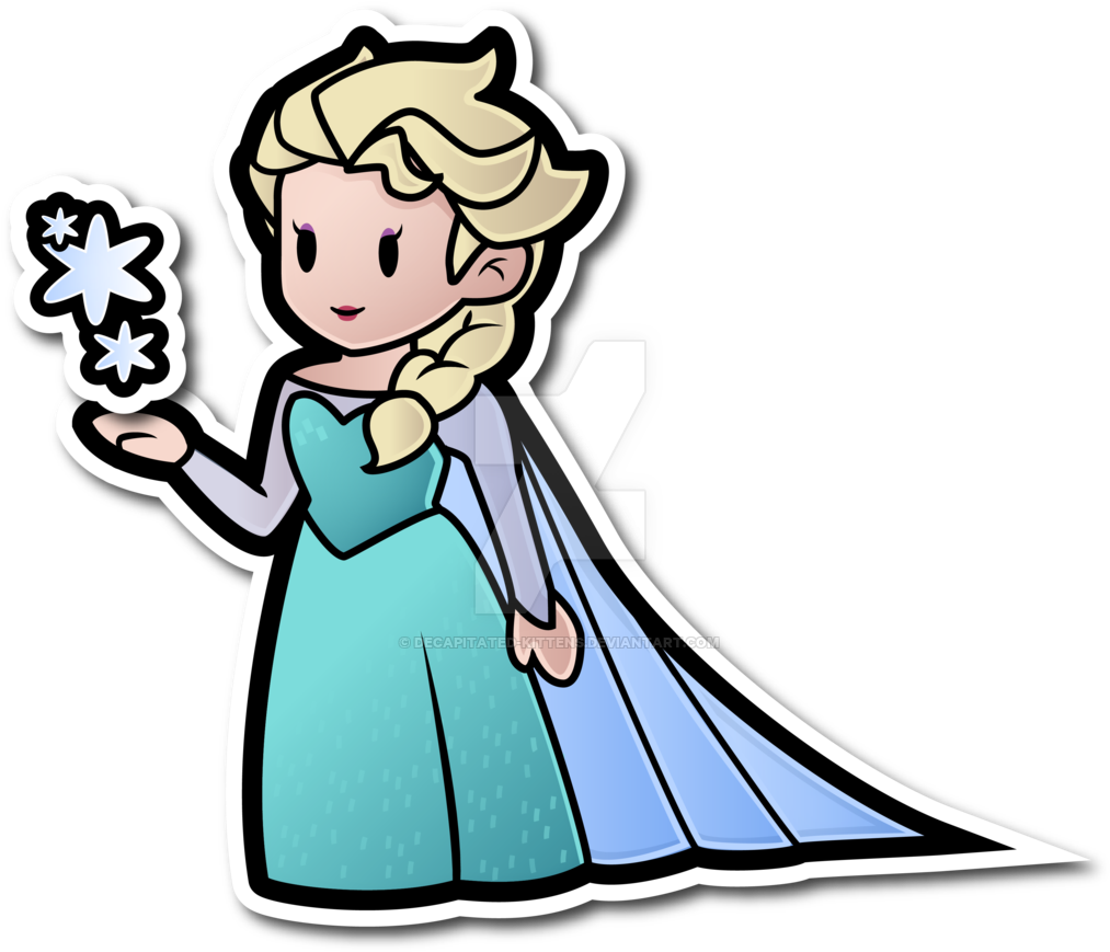 Elsa As A Paper Doll Drawing By - Paper Mario Elsa Clipart (1013x869), Png Download
