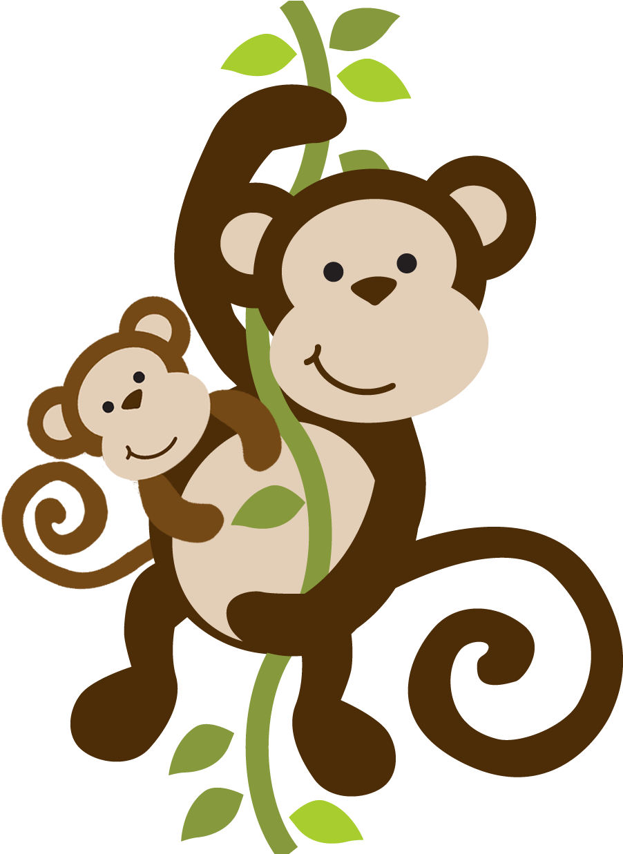 Mommy Clipart Baby Monkey - Monkey Jungle Animals Clipart - Png Download (1500x1500), Png Download