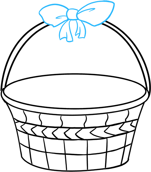 Easter Basket Drawing Easy Clipart (680x678), Png Download
