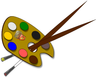 Palette And Paint Brushes - Paint Palette Boarder Clipart - Png Download (600x600), Png Download