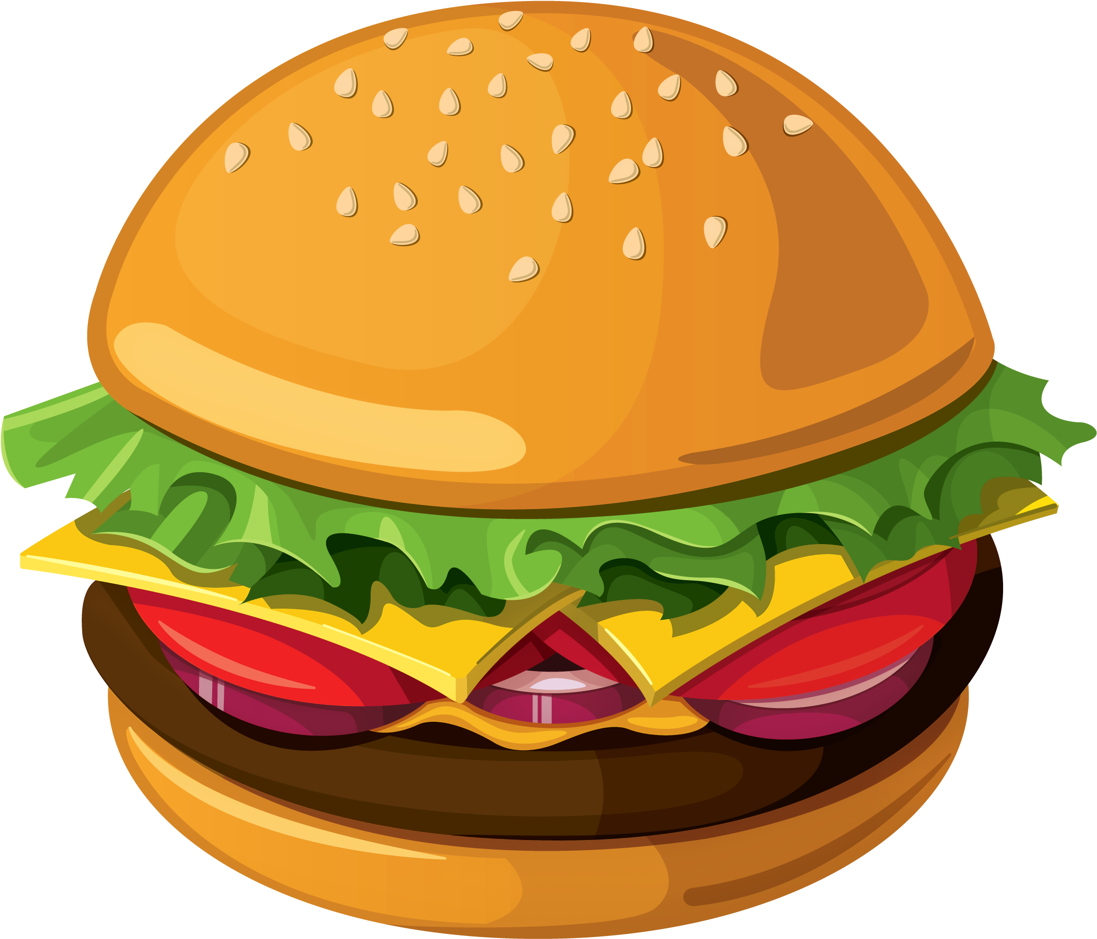 Hamburger Fast Food Cheeseburger Breakfast French Fries - Transparent Background Hamburger Clipart - Png Download (2238x1957), Png Download
