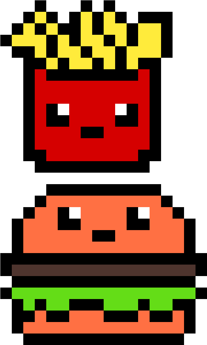 Transparent Comida Png - Hamburger En Pixel Art Clipart (667x1111), Png Download