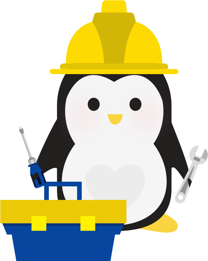 An Illustration Of A Penguin In A Hard Hat, Holding - Penguin With Hard Hat Clipart (1000x1000), Png Download