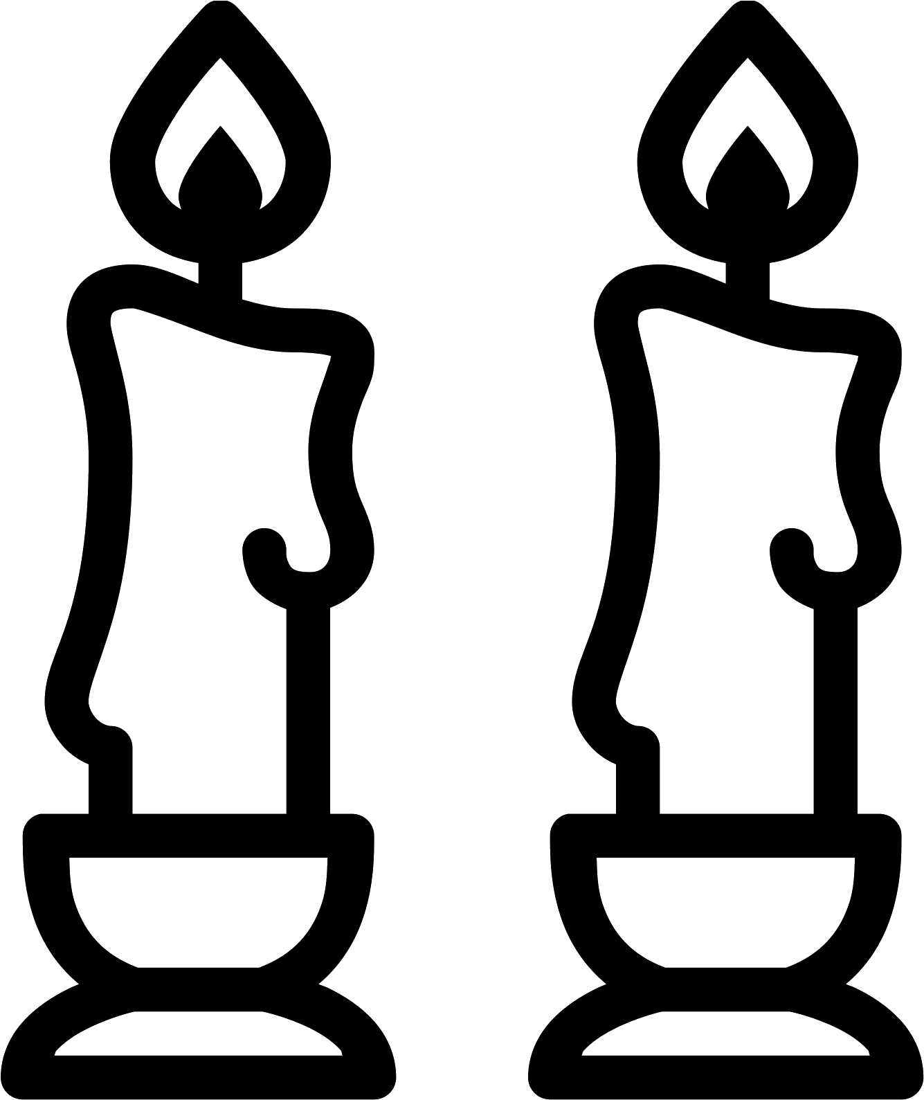 Shabbat Clipart Free Candle - Candle Clipart Black And White - Png Download (1600x1600), Png Download