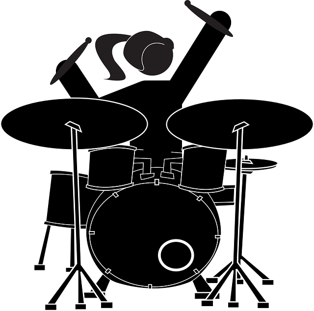 Drum - Set - Black - And - White - Drummer Clipart - Png Download (640x634), Png Download