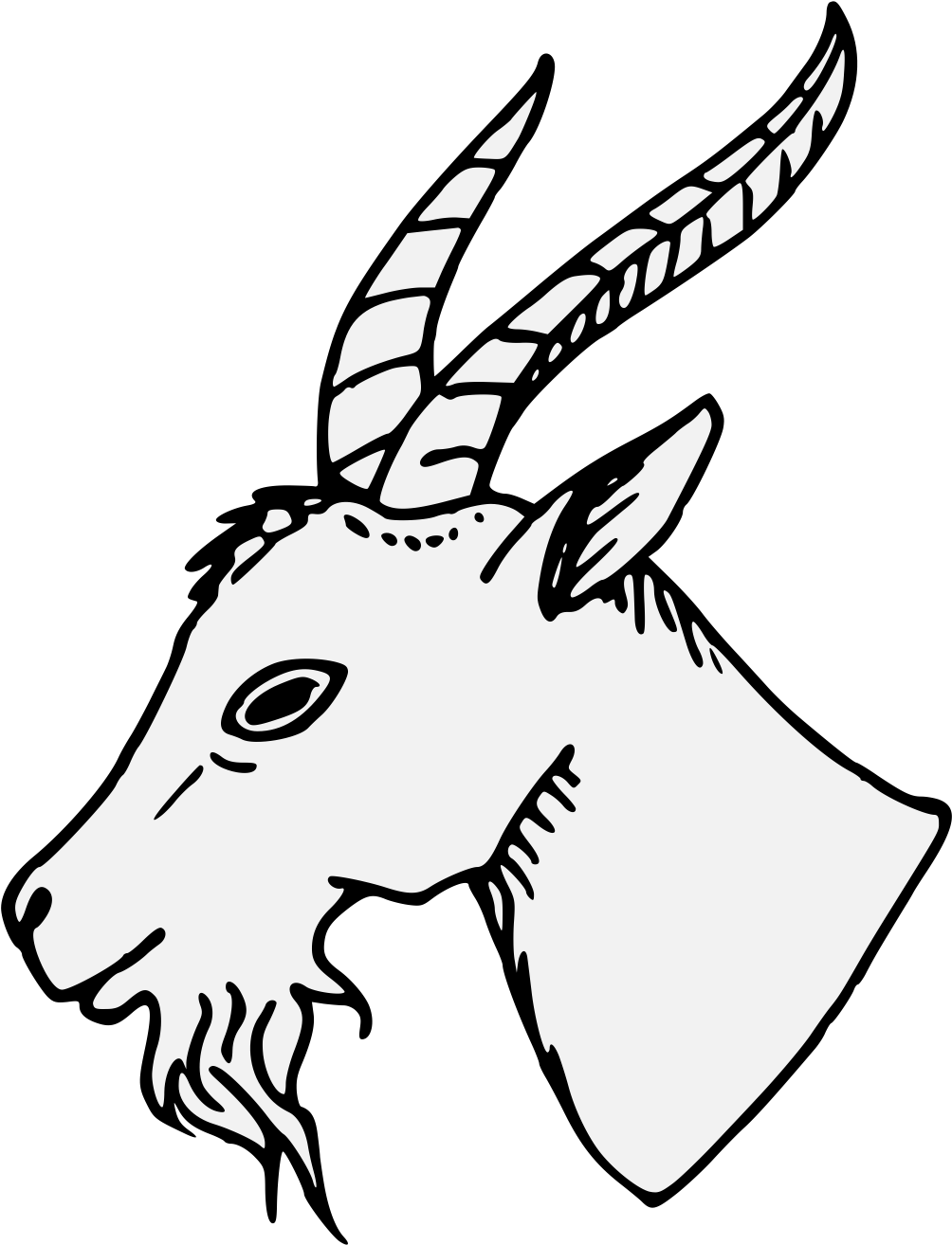 Details Png Goats Head Heraldry - Goat Head Clipart Black And White Transparent Png (1004x1314), Png Download
