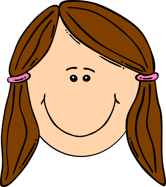 Cartoon Girl Smiling Girl With Brown Ponytails Clip - Sad Girl Face Cartoon - Png Download (534x600), Png Download