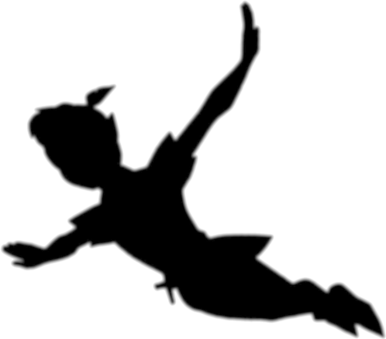 Peter Pan Tinker Bell Wendy Darling Captain Hook Silhouette - Peter Pan Silhouette Clipart (1280x1127), Png Download