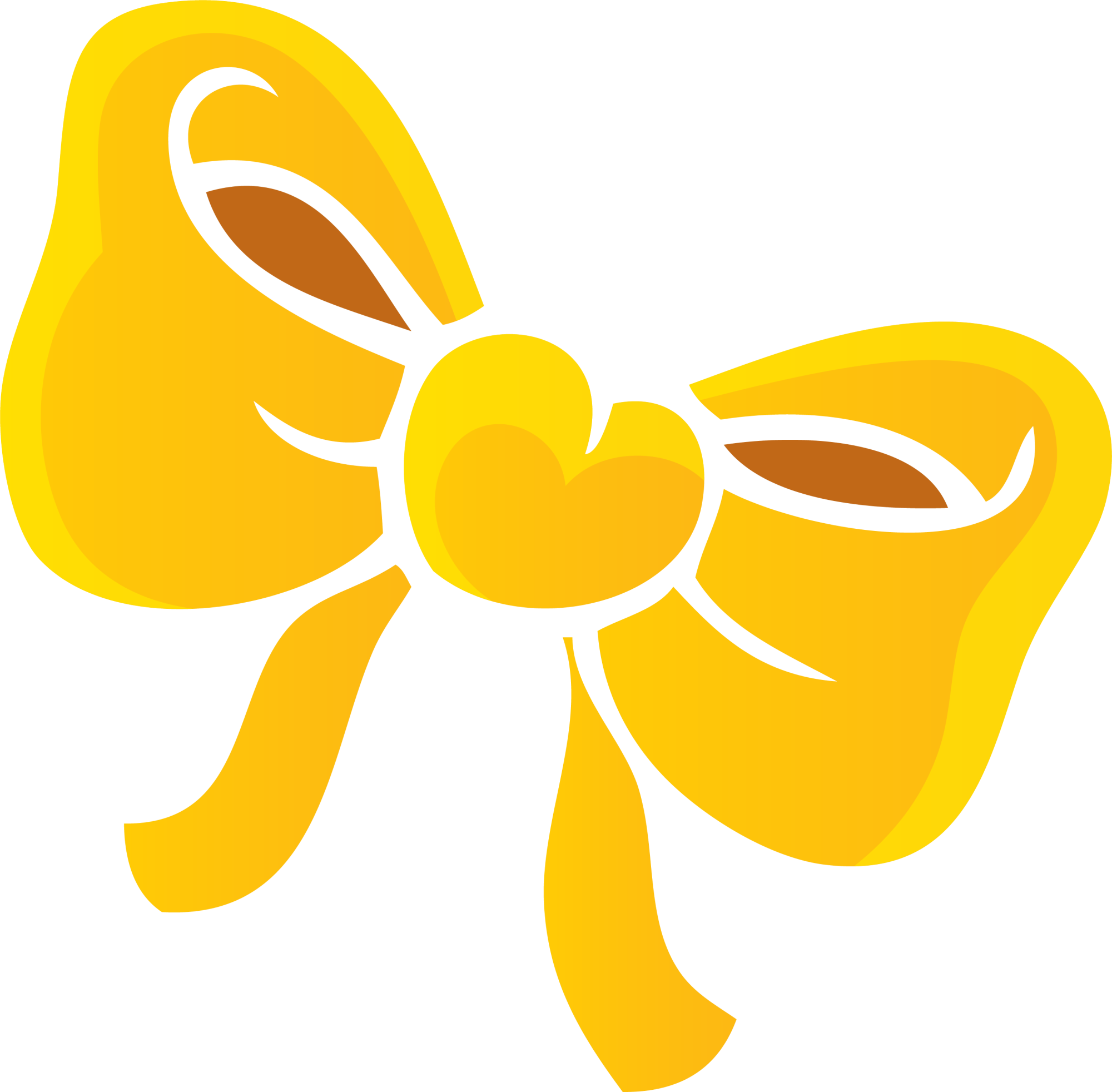Transparent Bow Tie Clipart Png - Yellow Ribbon Cartoon Png (2000x1964), Png Download