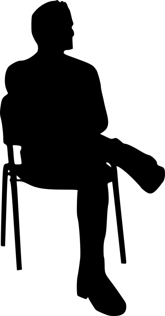 Authors Chair Png - Chair Person Sitting Silhouette Clipart (536x1024), Png Download