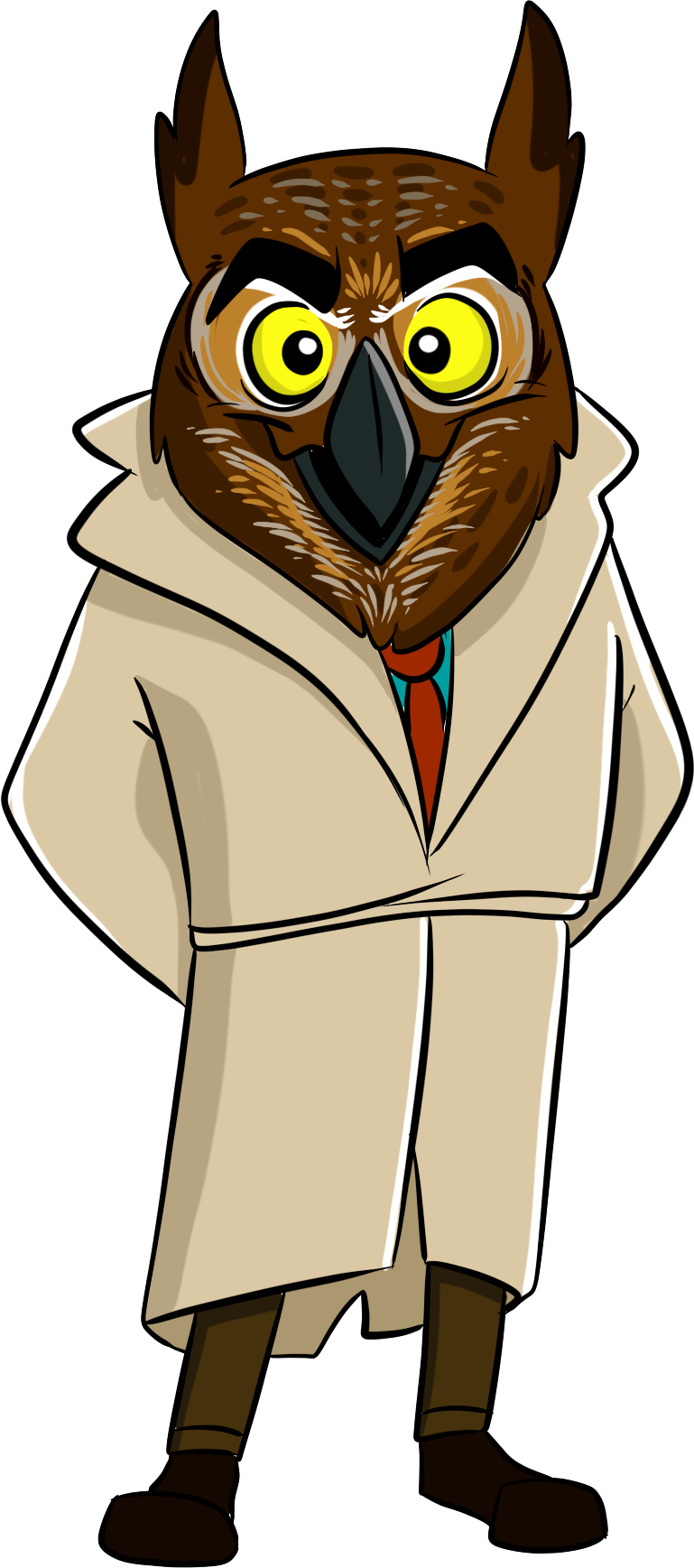 Detective Quire - Detective Owl Png Clipart (769x1737), Png Download