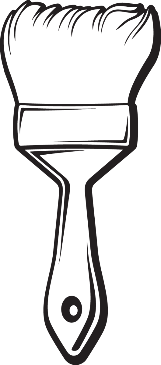 Paint Brush Clipart Black And White - Png Download (529x1199), Png Download