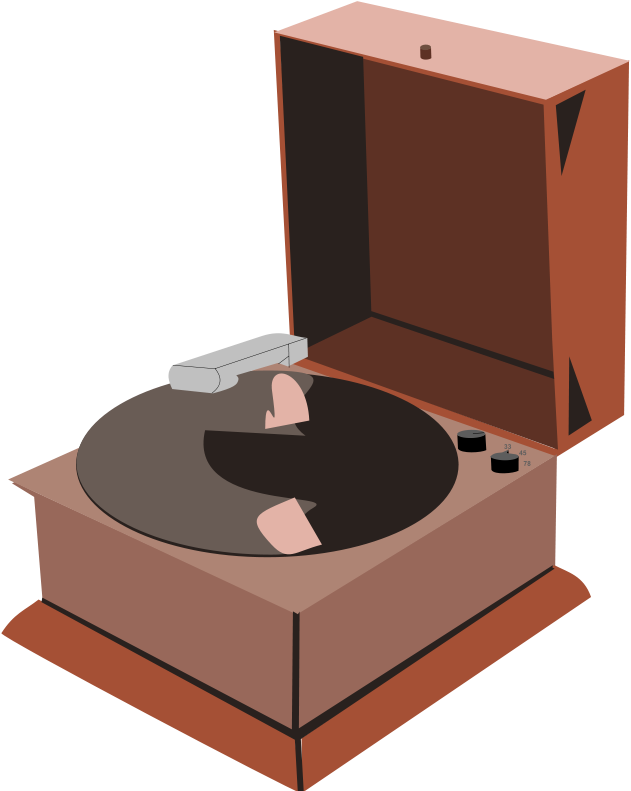 Phonograph Player - 45's Record Player Free Clipart (633x800), Png Download