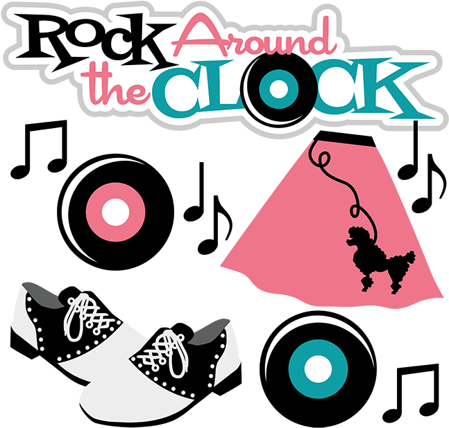 Record Clipart Rockin - 50s Theme Clipart - Png Download (647x618), Png Download