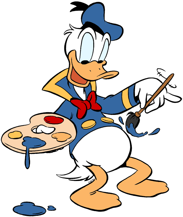 Disney Clipart Donald Duck - Donald Duck Painting Cartoon - Png Download (614x729), Png Download