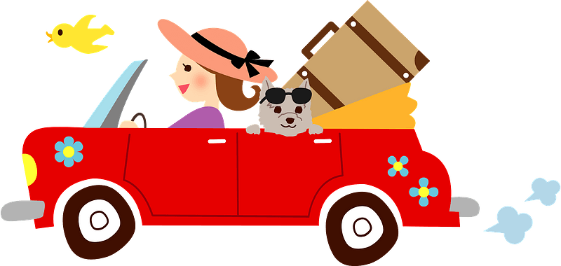 Woman Car Travel Clipart - 車 イラスト 素材 フリー - Png Download (800x380), Png Download