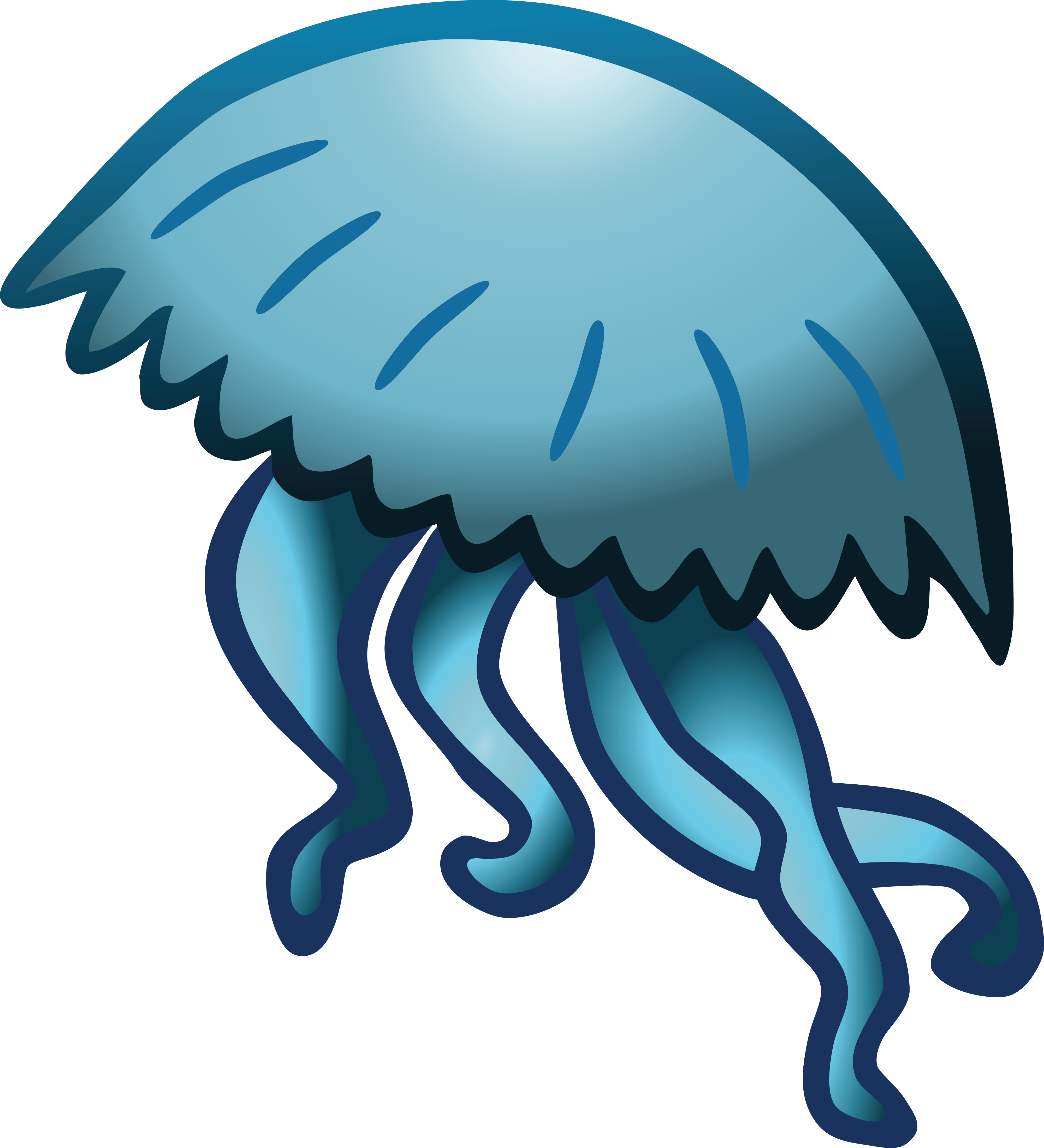 Free Clipart Of A Blue Jellyfish - Qualle Clipart - Png Download (4000x4398), Png Download