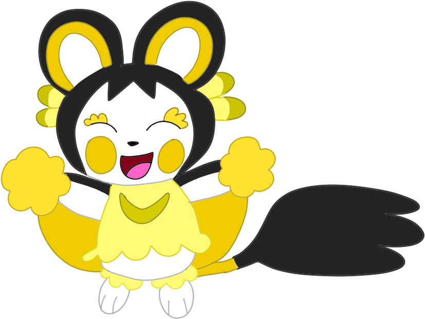 Emolgicorio Pom Pom - Cartoon Clipart (883x661), Png Download