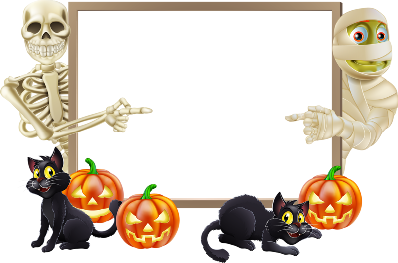 Halloween Landscape Trick Or Treating Clip Art - Halloween Frame Png Transparent (798x528), Png Download