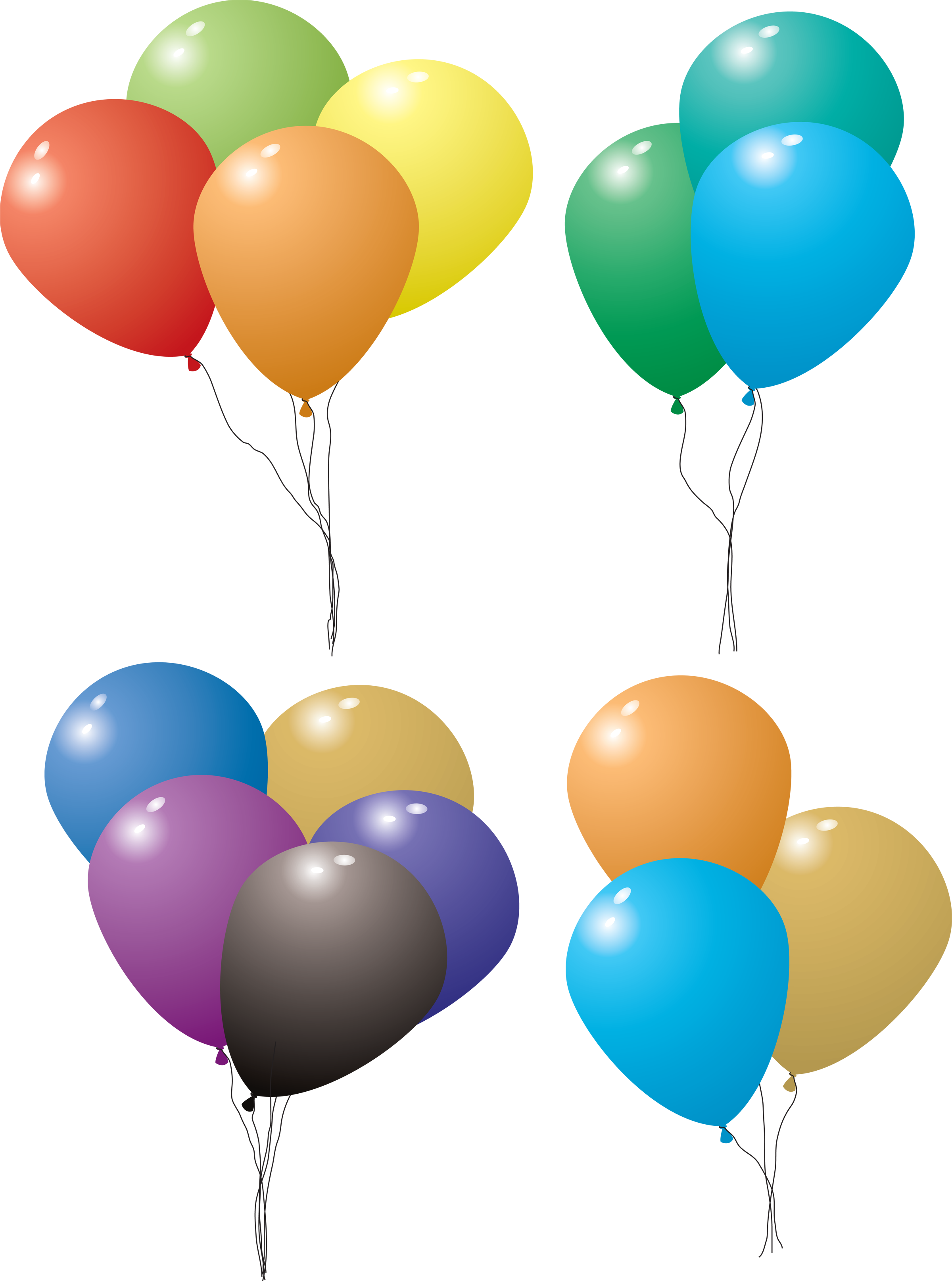 Happy Vector Birthday Balloon - Balloon Set Png Clipart (2400x3228), Png Download