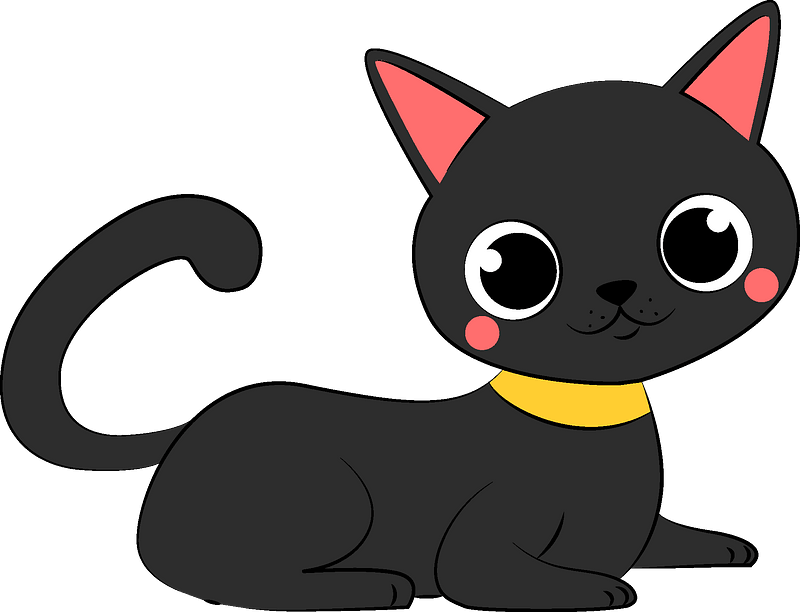 Black Cat Clipart - Cartoon - Png Download (800x612), Png Download