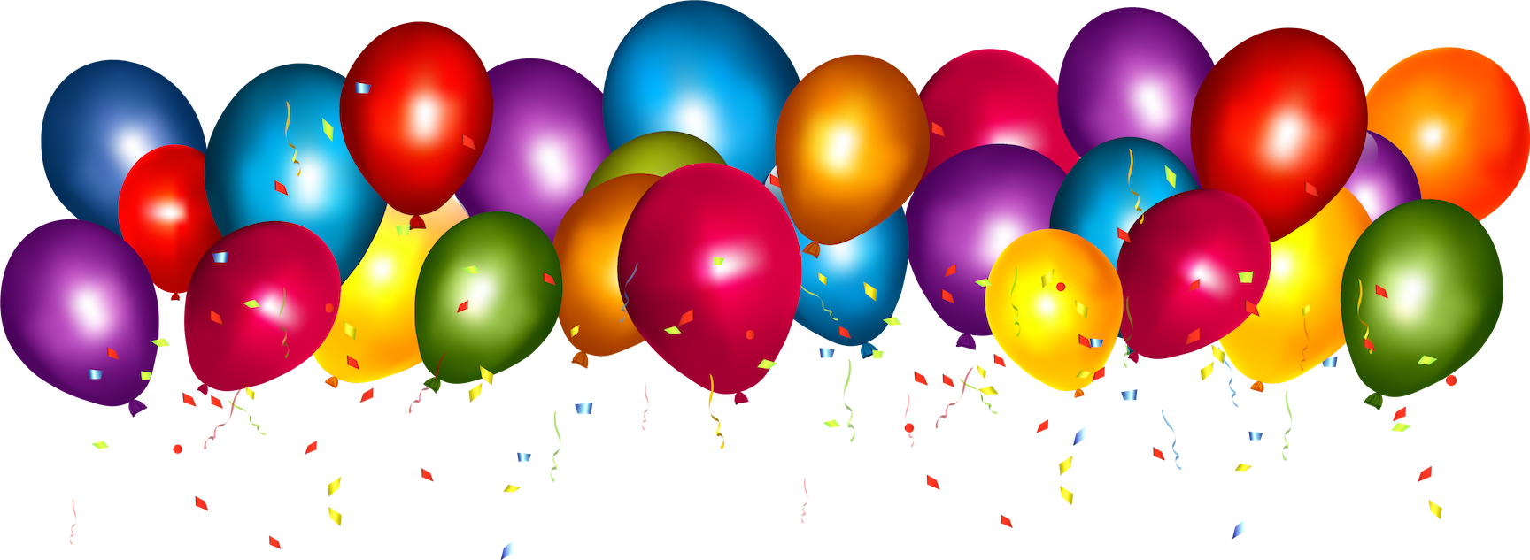Clip Art Happy Birthday Balloons - Png Download (1728x633), Png Download