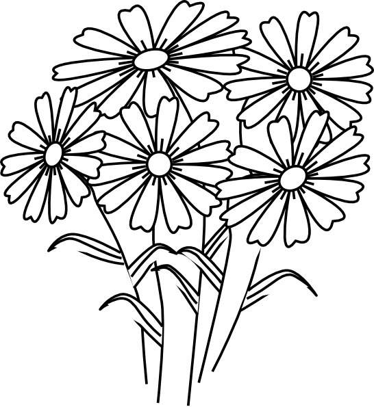 Coloring Book Flowers Clip Art At Clker - Drawing Of Flower Composition - Png Download (546x595), Png Download