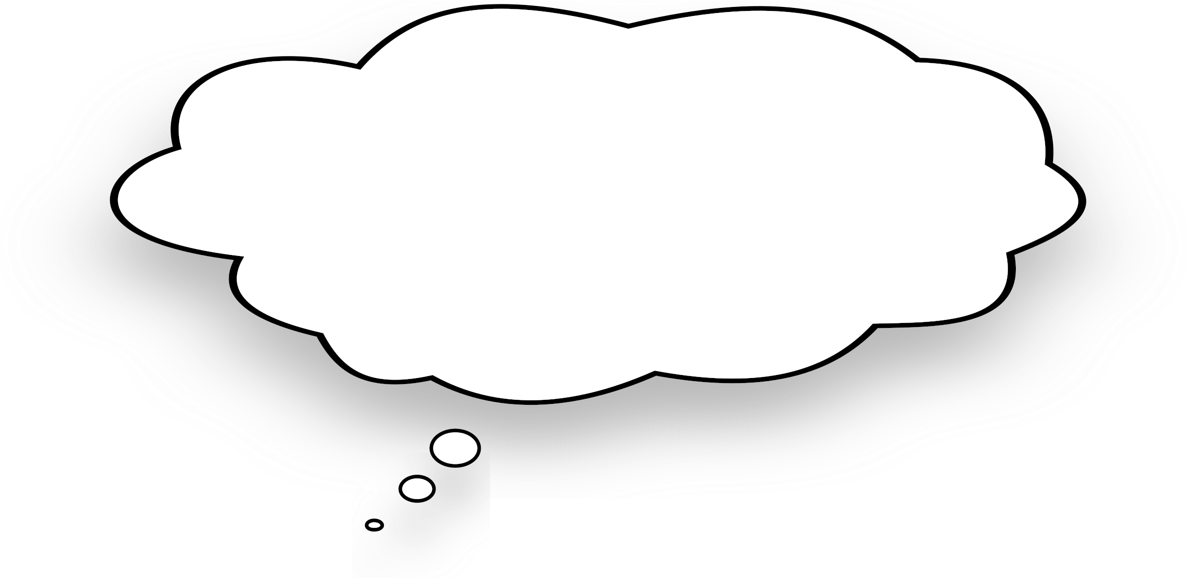 Clouds Clipart Thought Bubble - Heart - Png Download (2393x1165), Png Download