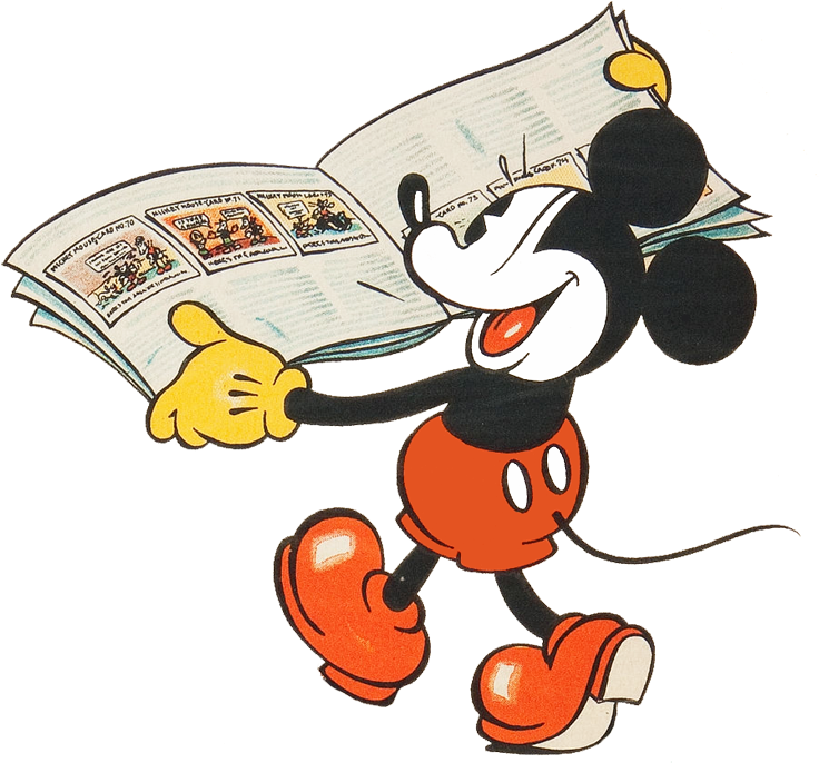 Mickey Mouse Reading Clipart - Vintage Disney Characters Png Transparent Png (750x689), Png Download
