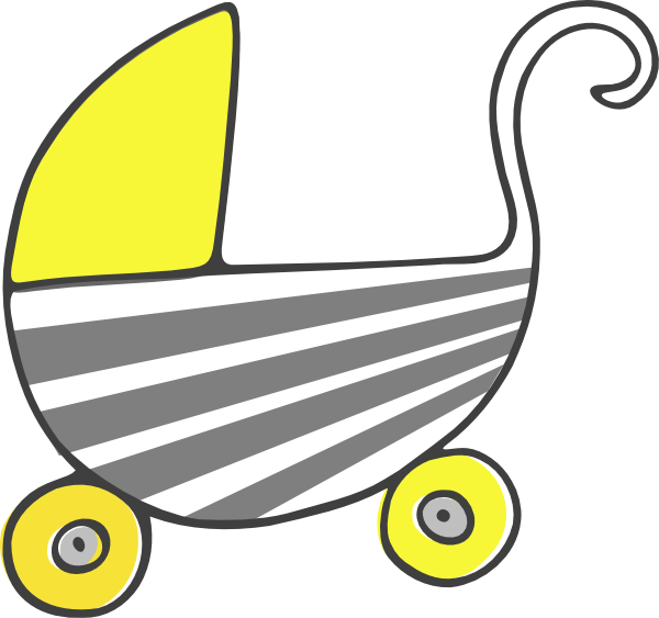 Stroller Clip Art - Yellow Pram Clipart - Png Download (600x563), Png Download