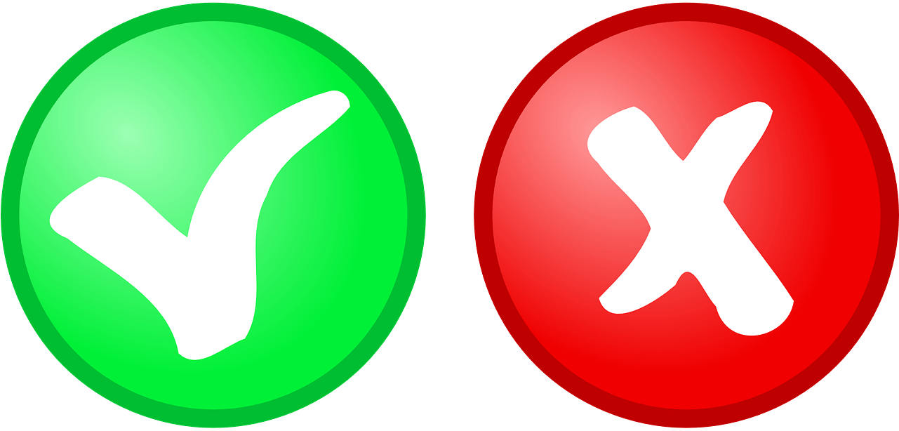 Tick And Cross Clipart - Png Download (1280x640), Png Download