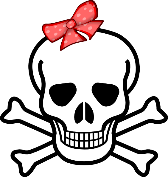 Girl Skull With Bow Svg Clip Arts - Skull And Crossbones - Png Download (564x594), Png Download