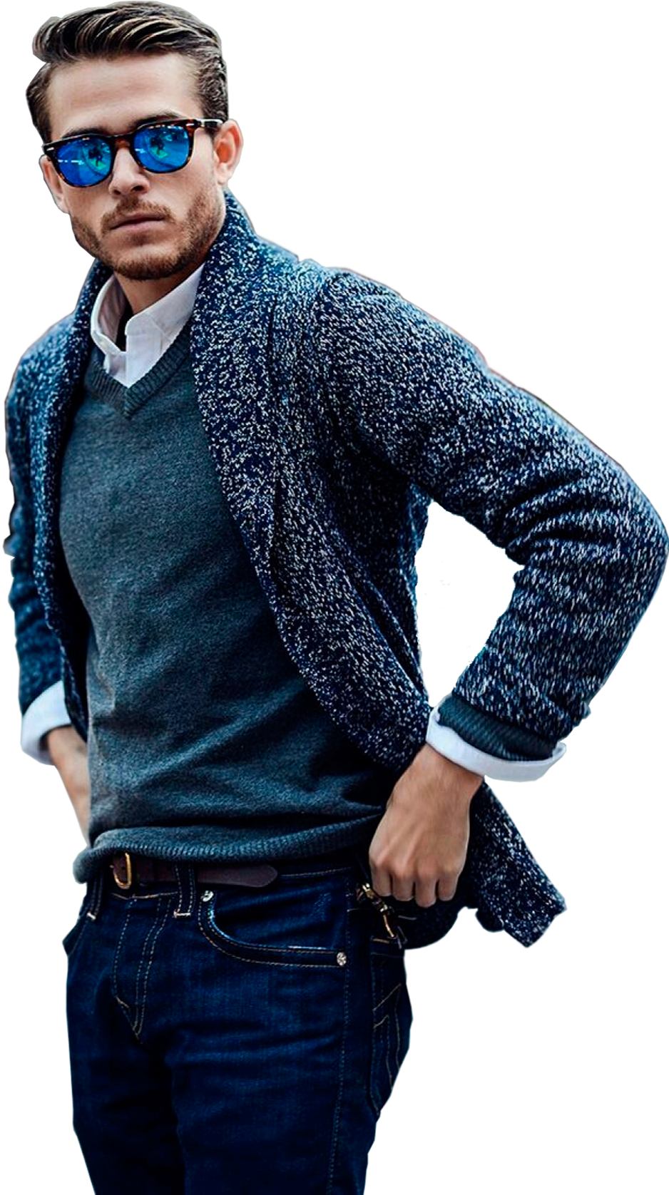 Transparent Sweater Clipart - Men's Fashion Sweater Layering - Png Download (938x1676), Png Download