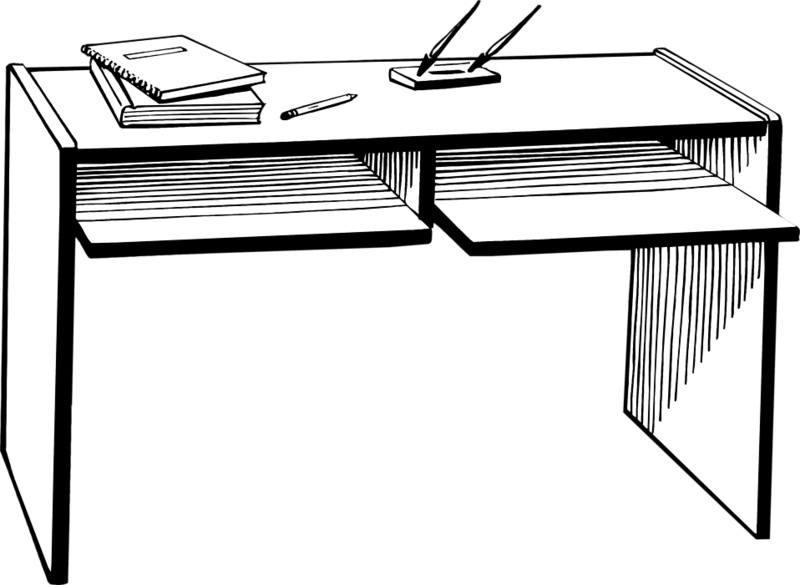 Desk Free Stock Photo Illustr - Clip Art Desk Black And White - Png Download (800x585), Png Download