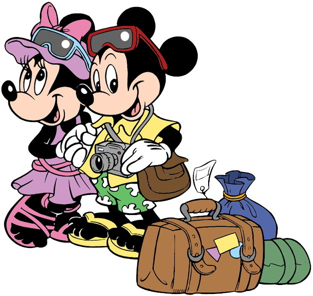 Mickey And Minnie Travel Clipart (627x592), Png Download