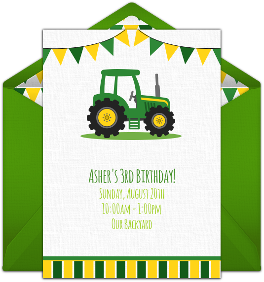 Tractor Birthday Invitation Clipart (650x650), Png Download