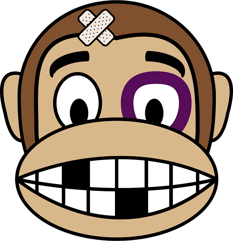 Battered Monkey Emoji Clipart - Monkey Emoji - Png Download (774x800), Png Download
