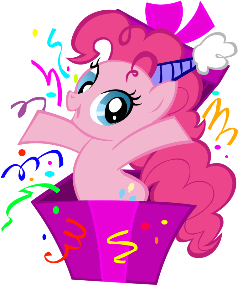 Png Freeuse Library Pinkie In A Box W Confetti By - My Little Pony Birthday Girl Clipart (760x910), Png Download