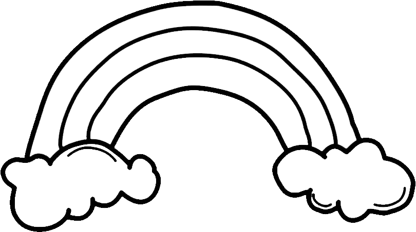 Line Art , Png Download - Cartoon Rainbow Clipart Black And White Transparent Png (810x453), Png Download