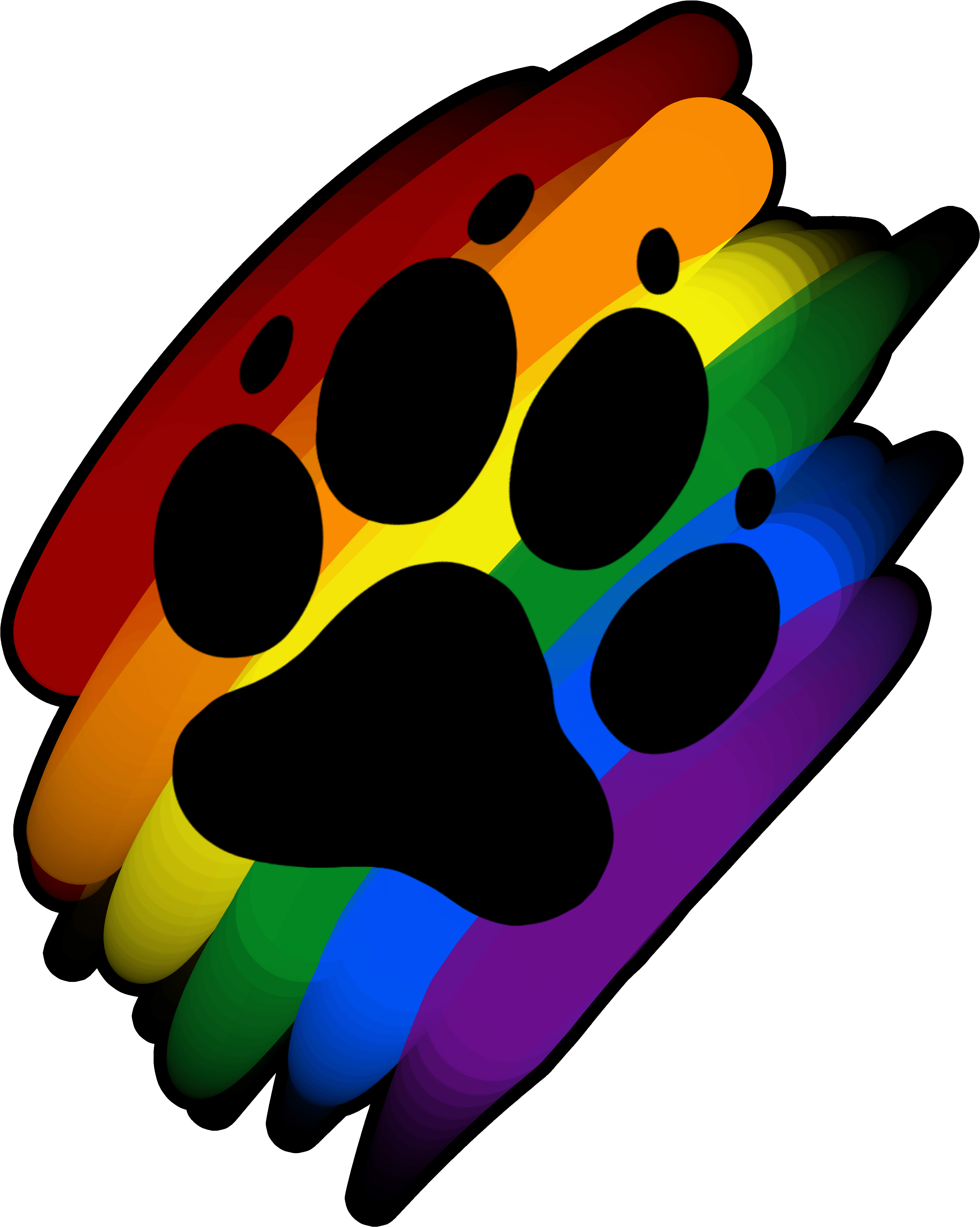 Rainbow Clipart Dog - Rainbow Furry Paw Print - Png Download (3451x4320), Png Download