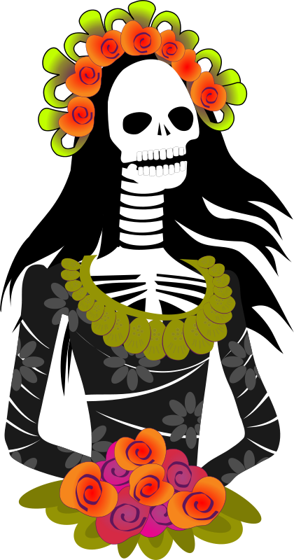 Free Calavera Black - Dias De Muertos .png Clipart (420x800), Png Download