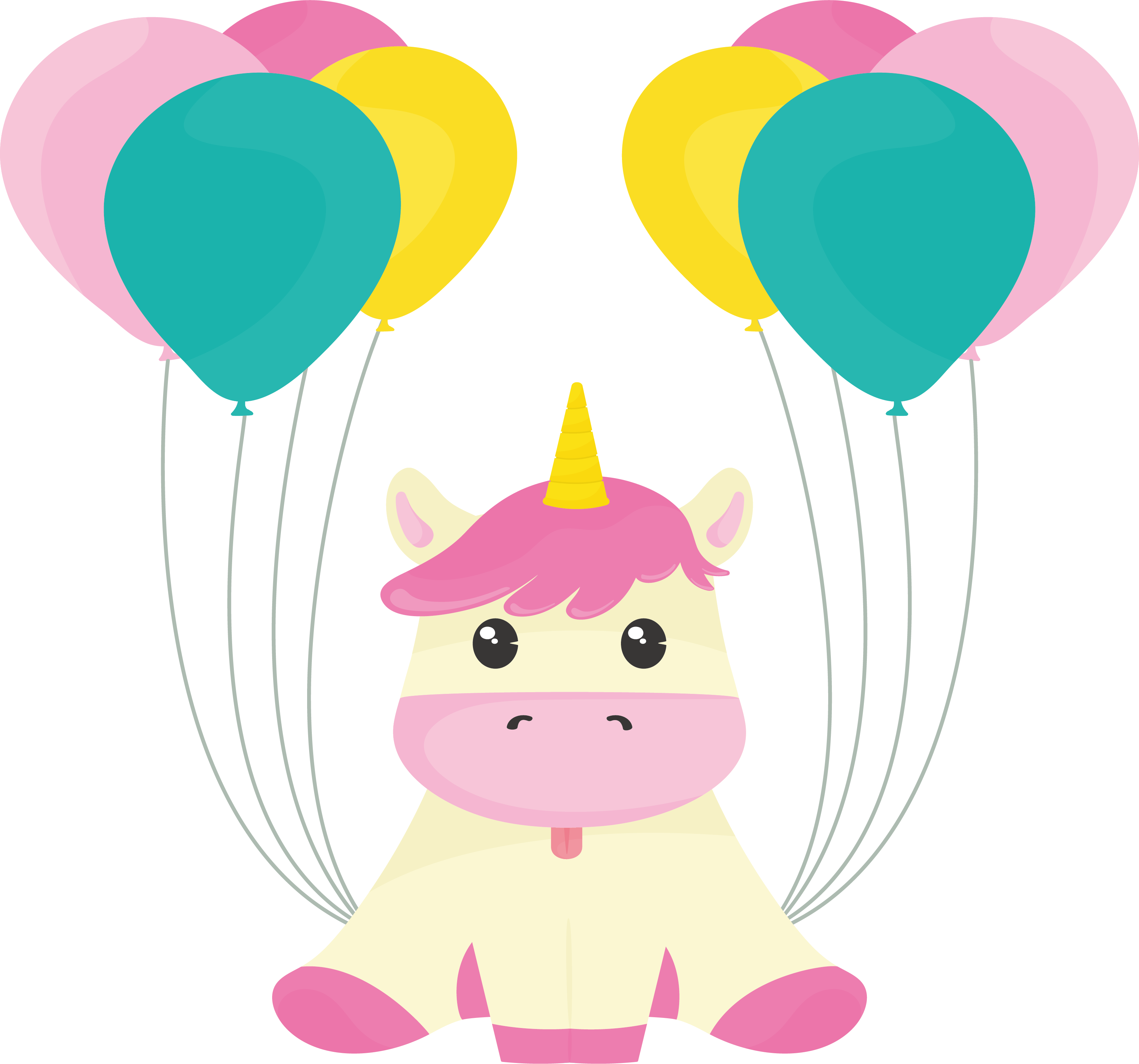Clipart Balloons Peach - Clip Art Unicorn Borders Png Transparent Png (3386x3162), Png Download