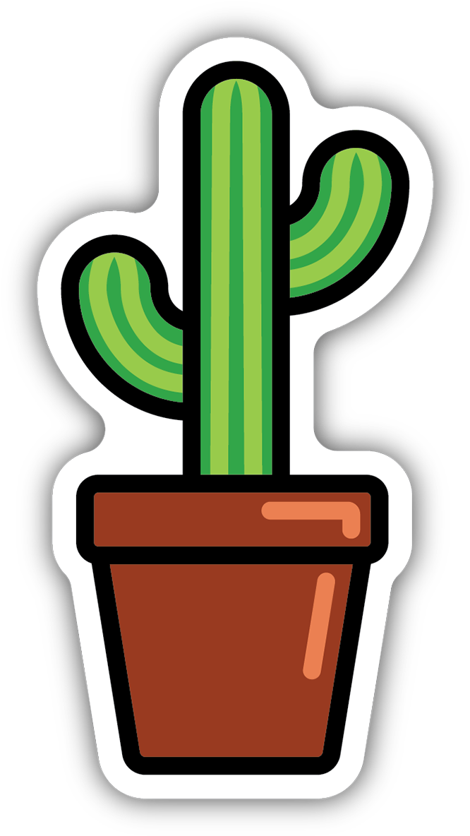 Cactus Sticker - Potted Cactus Stickers Clipart (1200x1200), Png Download