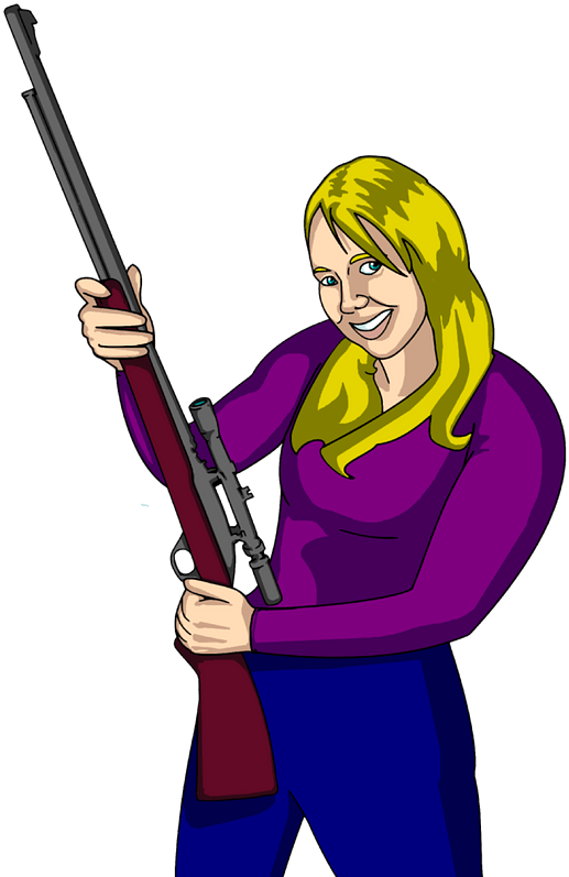 Cuntry Girl With A Rifle Clipart - Caricature Of Woman With Gun - Png Download (540x800), Png Download