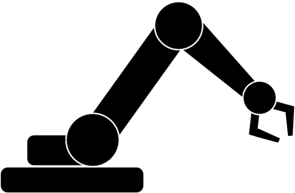 Robot Factory Arm Clipart Black And White Vector Transparent - Simple Robot Arm Drawing - Png Download (1061x750), Png Download