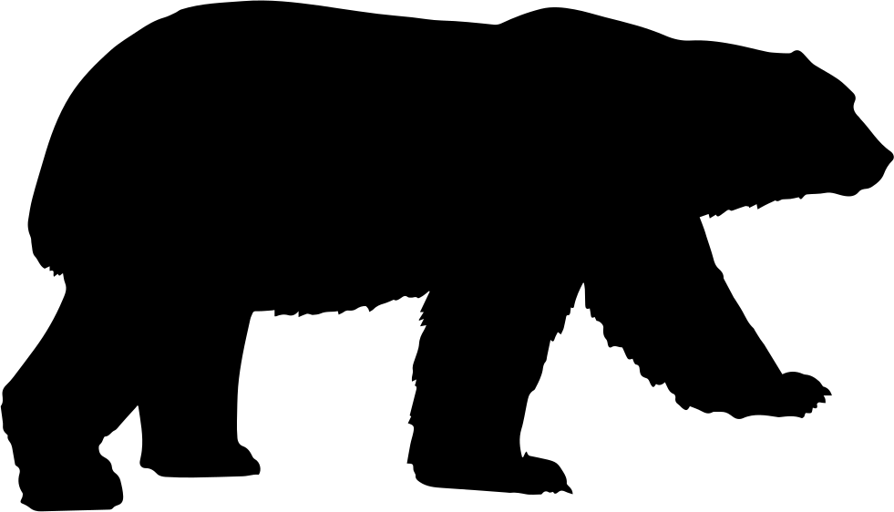 Grizzly Bear Silhouette American Black Bear Clip Art - Vector Polar Bear Silhouette - Png Download (981x562), Png Download