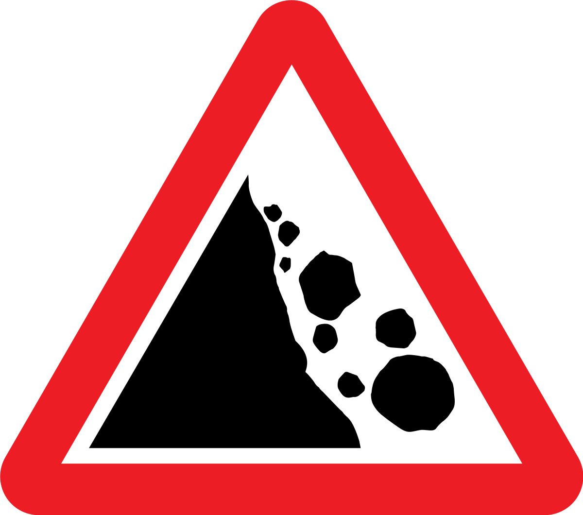 Clipart Uk Road Signs - Falling Rocks Warning Sign - Png Download (680x600), Png Download