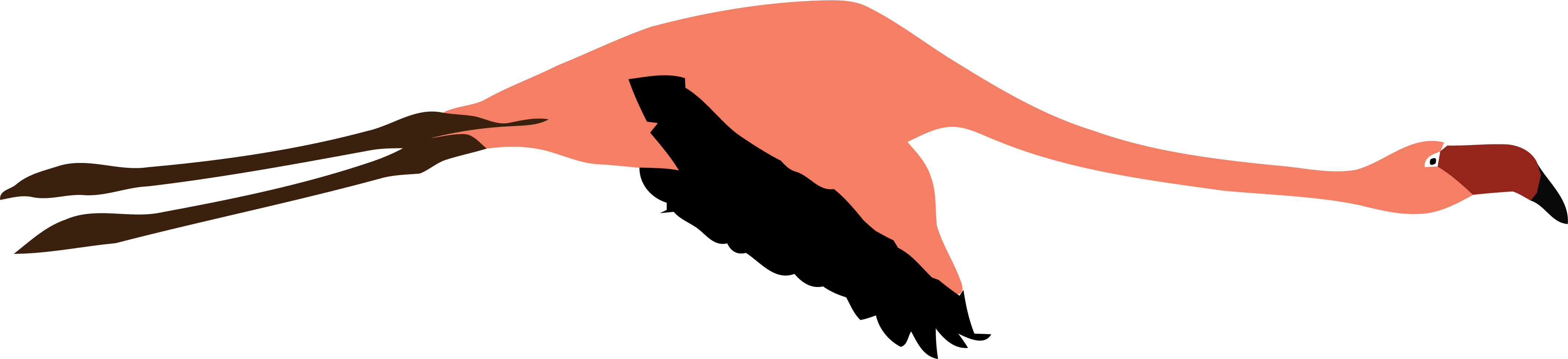 Flamingo Clipart Flying - Illustration - Png Download (4225x967), Png Download