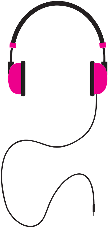 Headphones Illustration Clipart - Headphone Clipart Pink - Png Download (397x800), Png Download